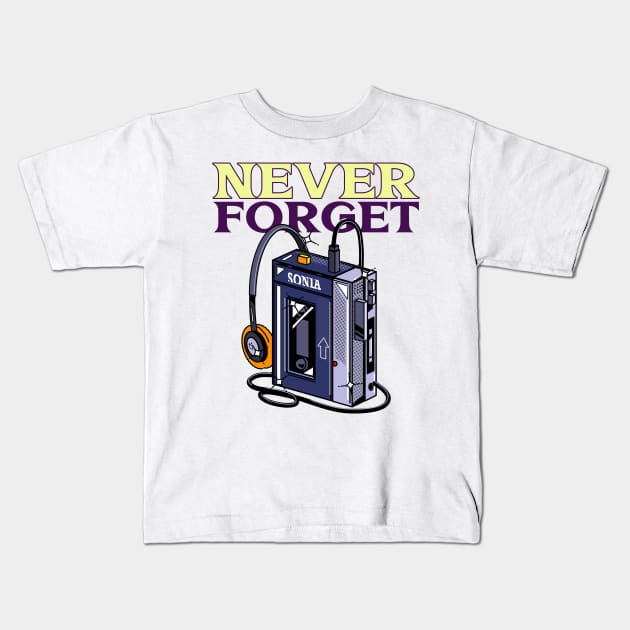 Never Forget Cassette Retro Vintage 60s 70s 80s 90s Kids T-Shirt by TV Dinners